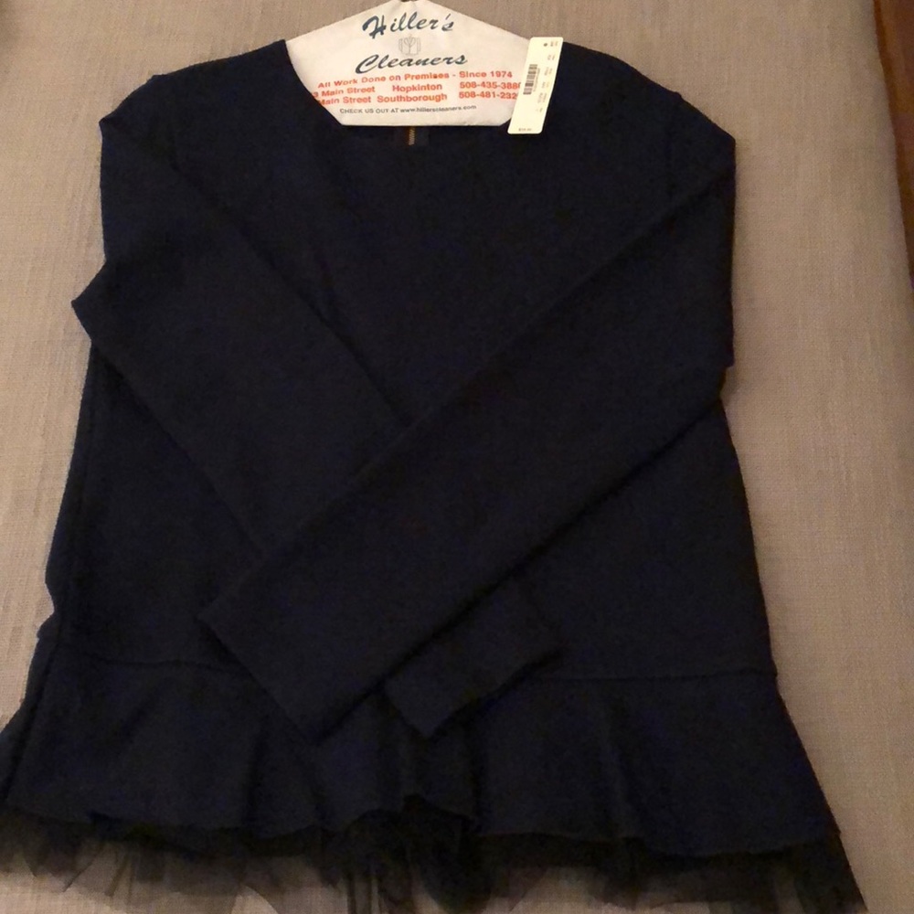 Jcrew long sleeve navy top with tulle bottom
